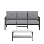 2 Piece Outdoor Patio Set, 70” All-Weather Metal 3-Seat Sofa
