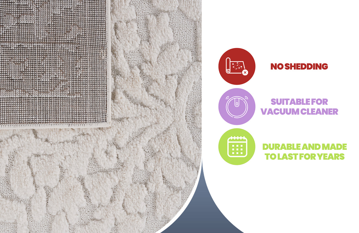 Step Collection High-Low Medallion Cream/Cream Indoor Area Rug