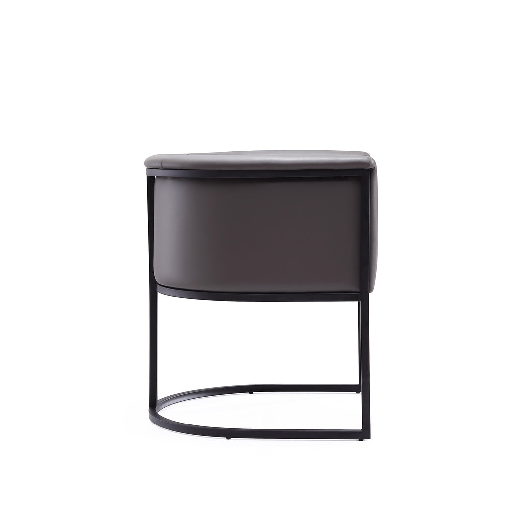 Cosmopolitan Metal Vegan Leather Dining Chair in Graphite