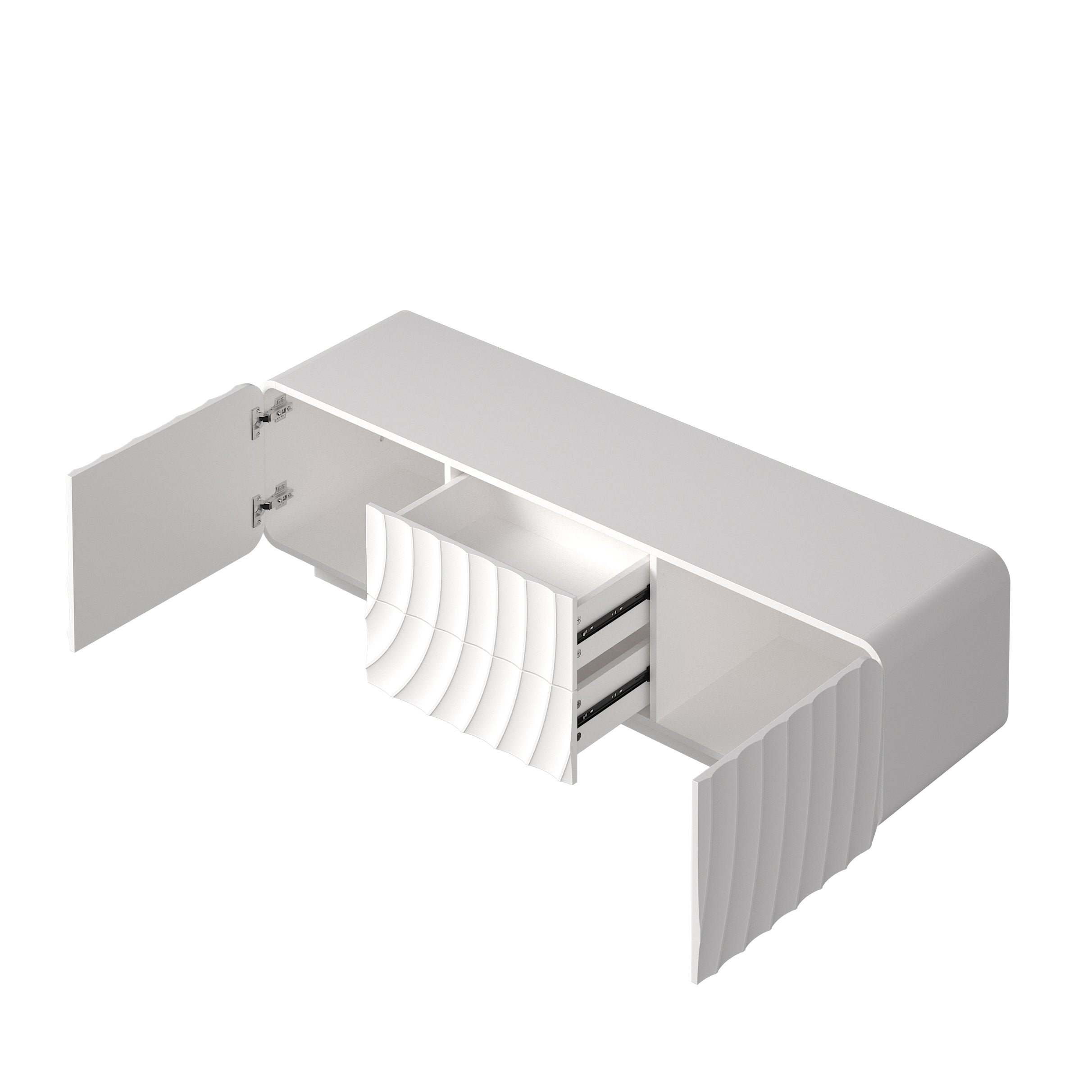 58'' TV Console With Modern Unique Spiral Wave Design