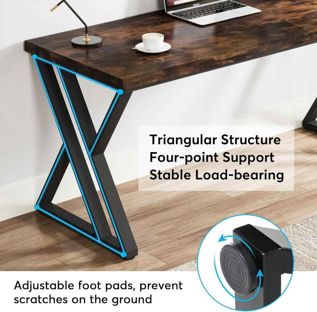 55 Inches Modern Writing Desk with Z-Shaped Metal Legs