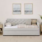 Twin Size Upholstery Daybed with Pop-up Trundle & USB Charging