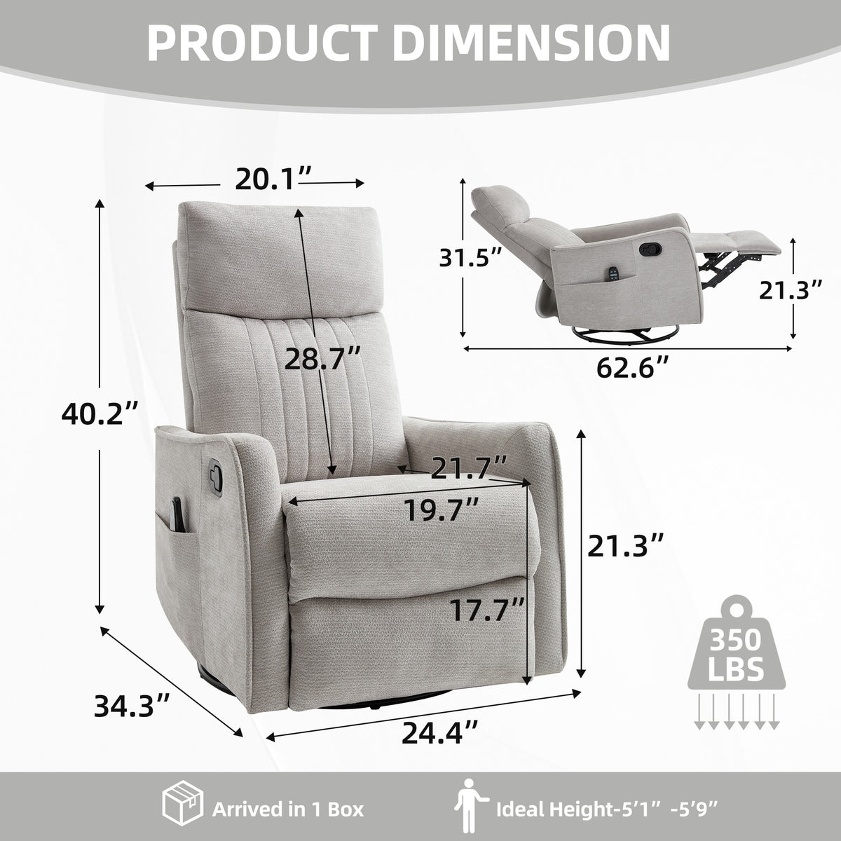 Comfortmax Light Recliner with Massage & Heat Function