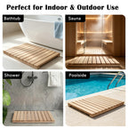 Cedar Wood Shower Mat - Non-Slip Slatted Wooden Bath Mat
