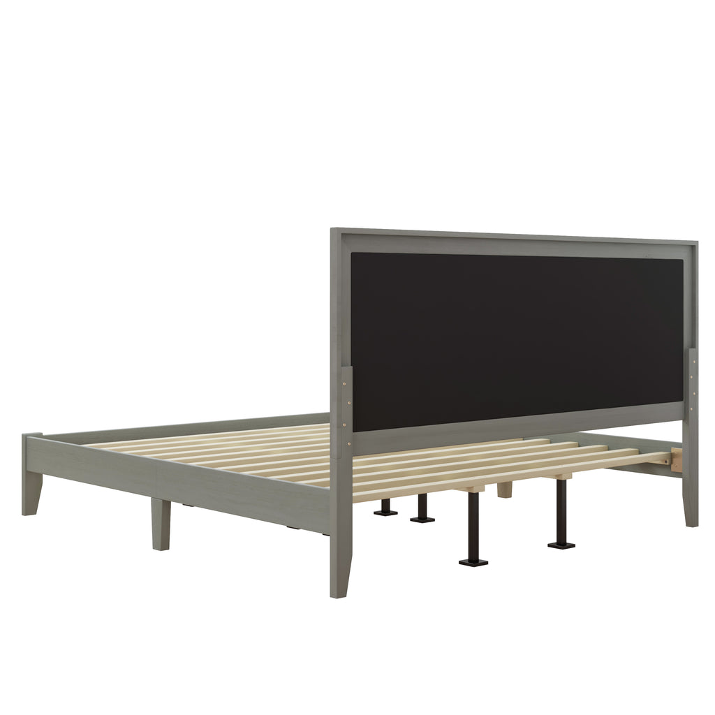 Solid Wood Platform Upholstered Headboard California King Bed