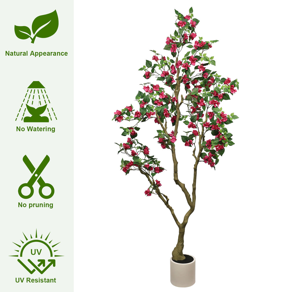 7FT Artificial Bougainvillea Tree with Realistic Rose
