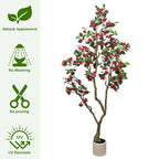 7FT Artificial Bougainvillea Tree with Realistic Rose