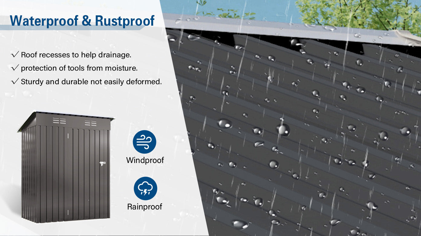 5X3 FT Metal Outdoor Storage Shed