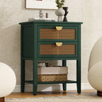 2 Drawer Side Table in Natural Rattan
