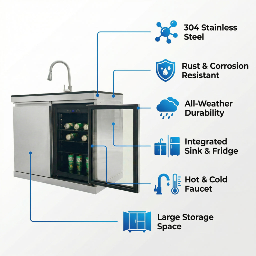 Sink and Fridge Combo for Outdoor Kitchen