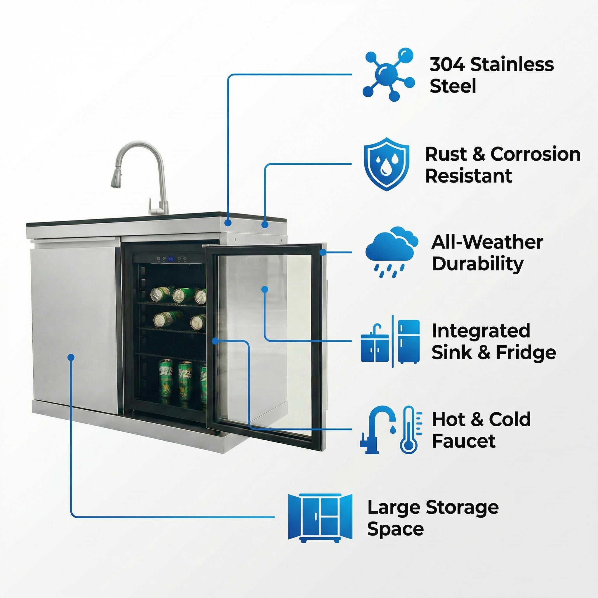 Sink and Fridge Combo for Outdoor Kitchen