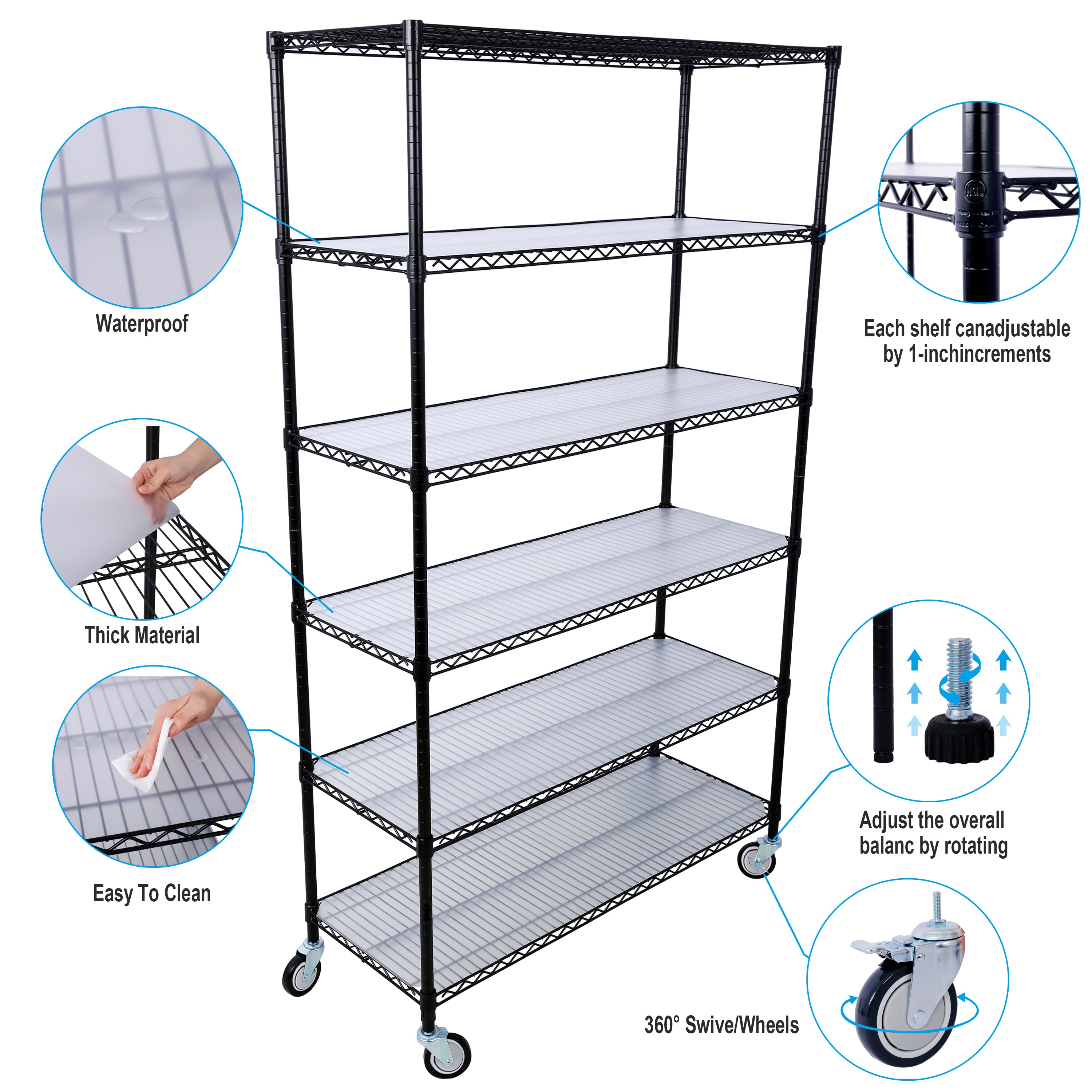 6 Tier 6000lbs Capacity NSF Metal Shelf Wire Shelving Unit