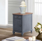 Americana 14 Inch Chairside Table, No Assembly Required, Corduroy
