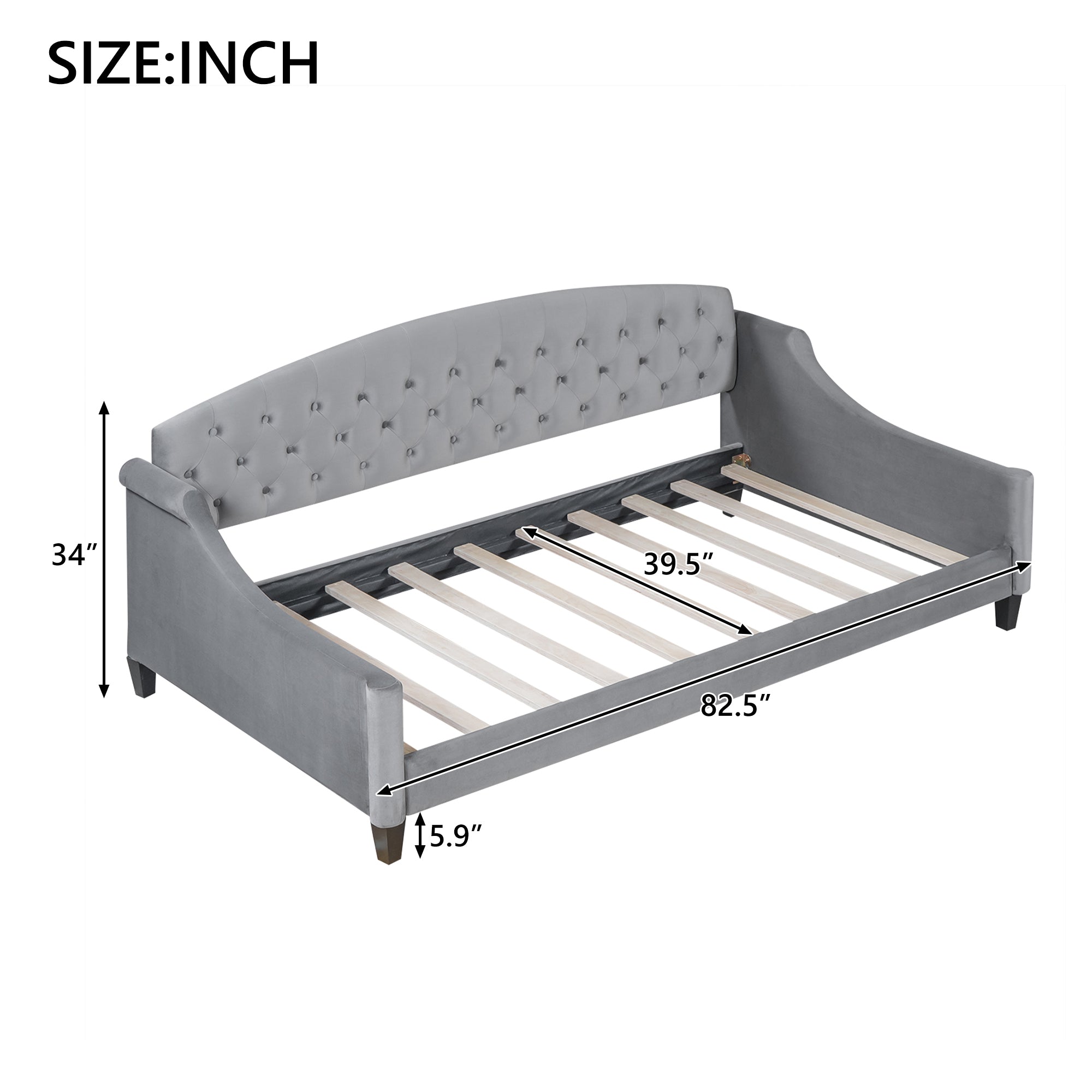 Modern Luxury Tufted Button Daybed - Twin, Gray