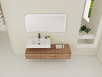 60 Inch Wall-Mounted Bathroom Vanity with Resin Sink