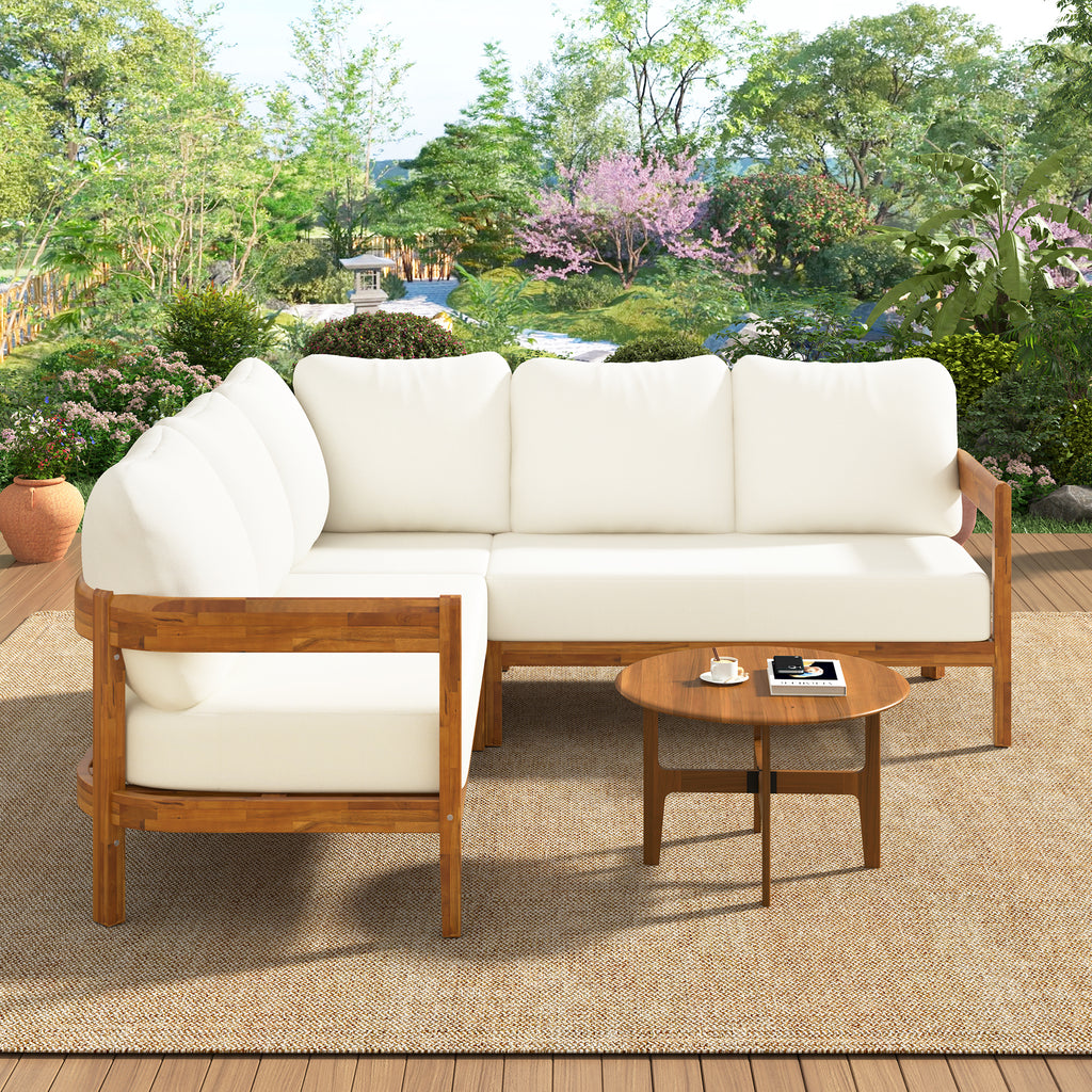 U-Style Acacia Solid Wood Patio Furniture Set