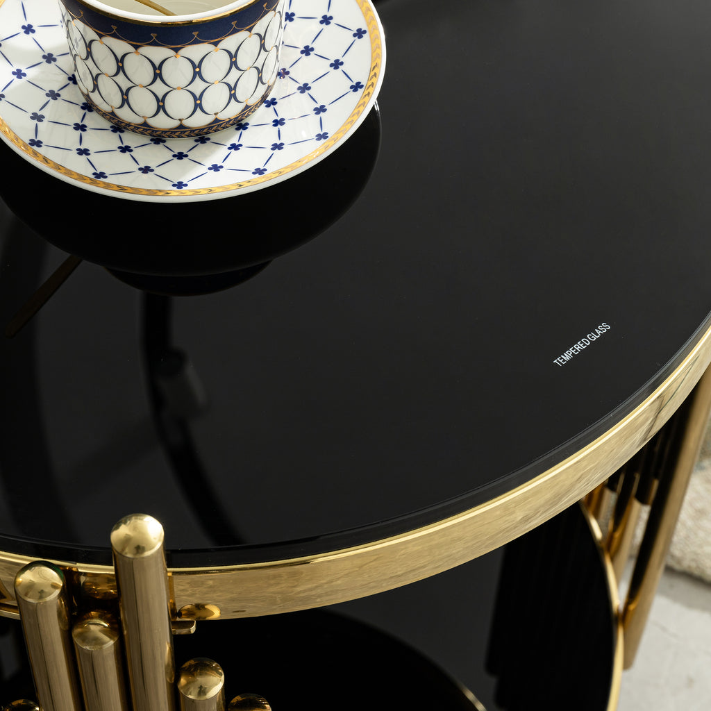 Luxury Round End Table with 2-Tier