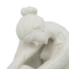 10.5x4.5x9" Seated Stone and Resin Woman Figurine