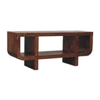 Solid Wood Orion Curved Media Unit, 3 Open Slots, Chestnut