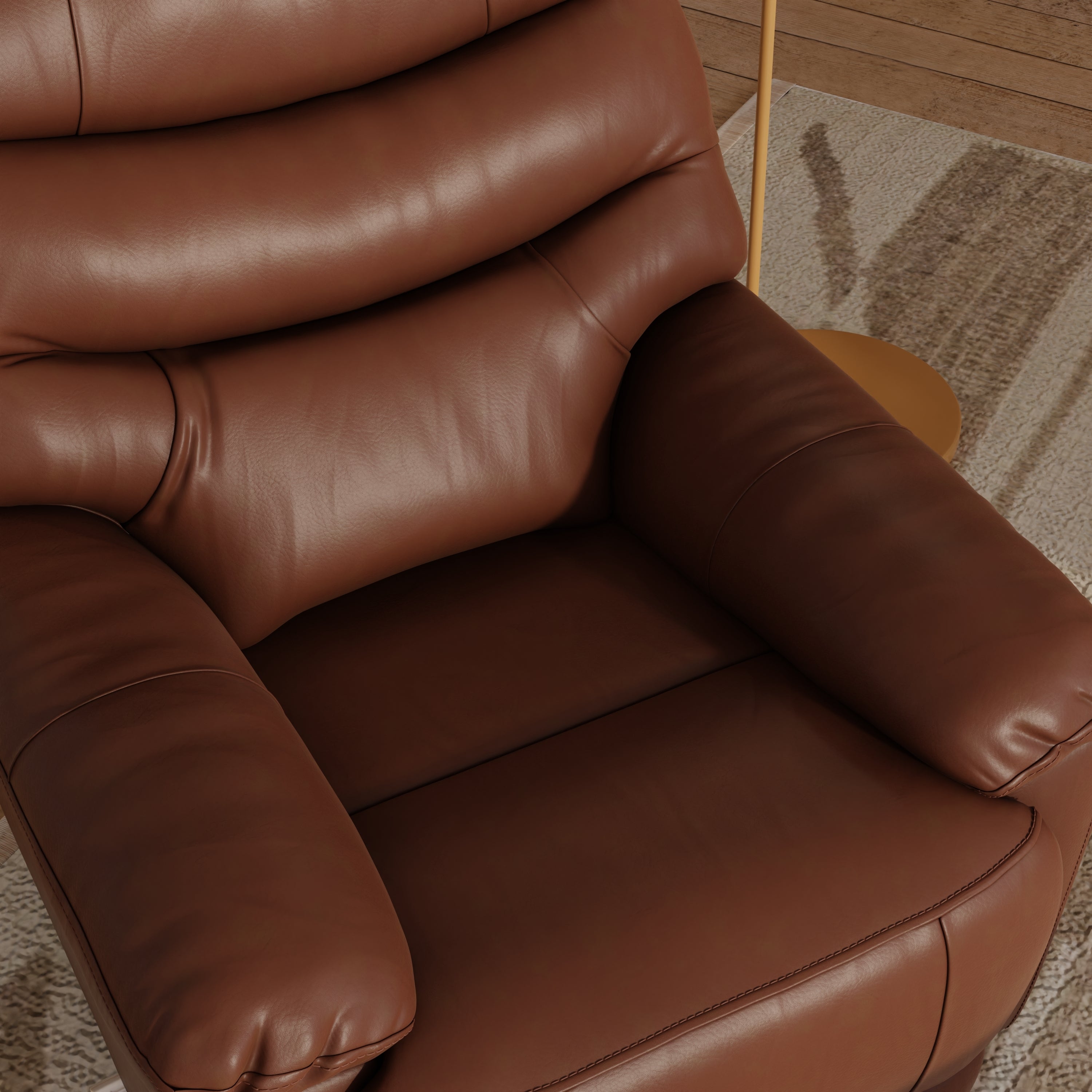 Global Home Swivel Glider Recliner with Manual Footrest In Oslo Pecan