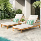 76.8" Solid Acacia Wood Sun Chaise Lounger Set of 2