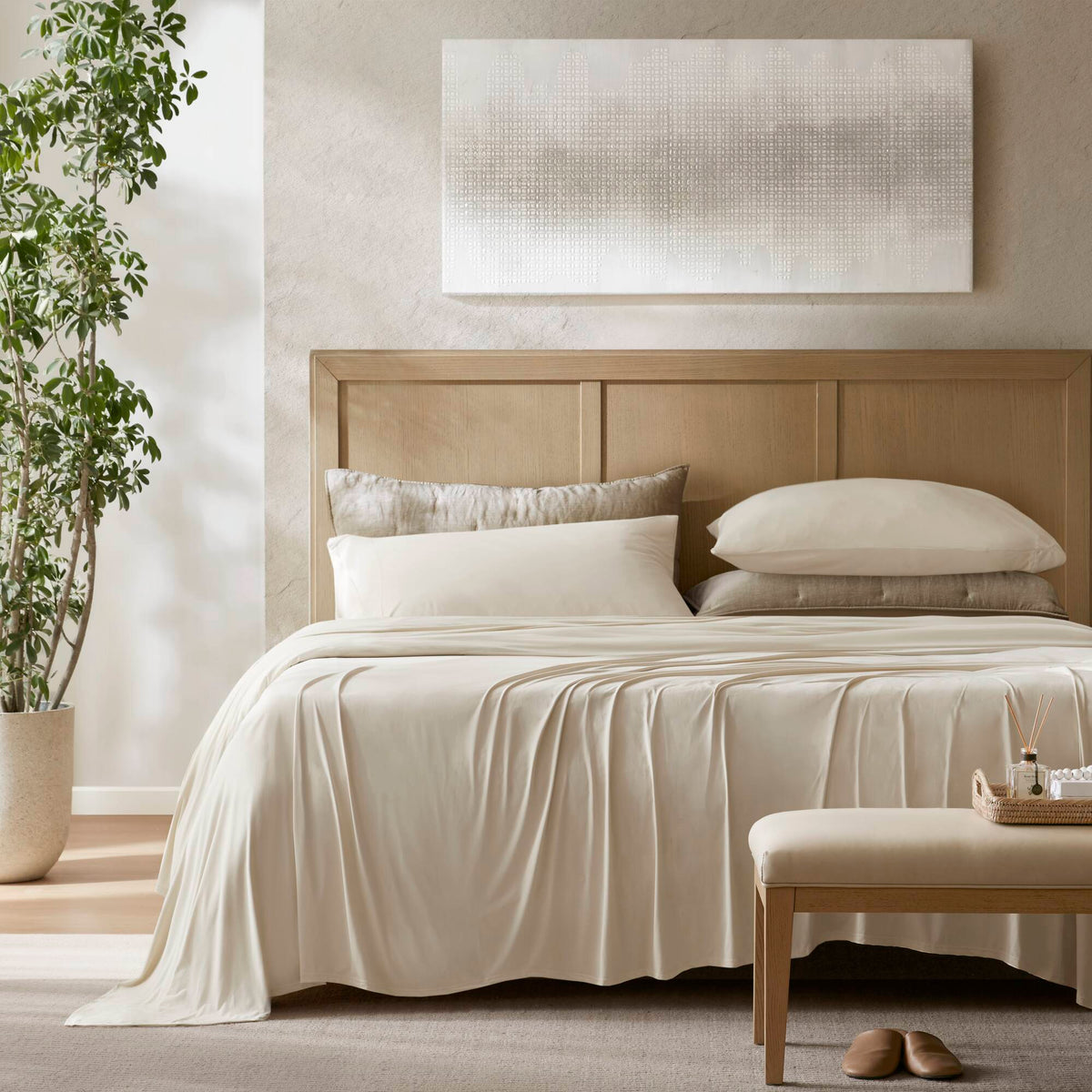 4-Piece Cal King Stretch Jersey Sheet Set