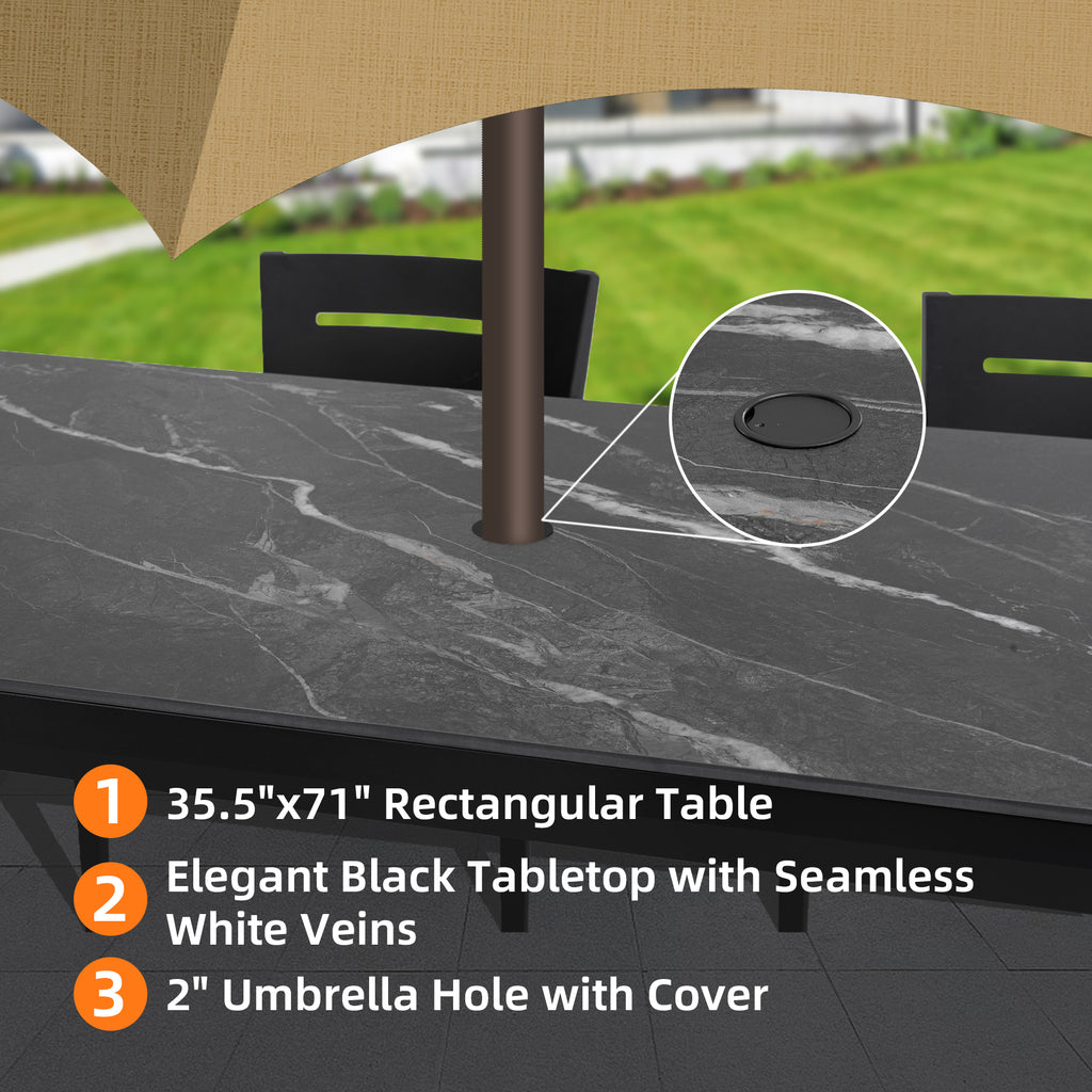 Modern 7-Piece Outdoor Patio Aluminum Dining Set