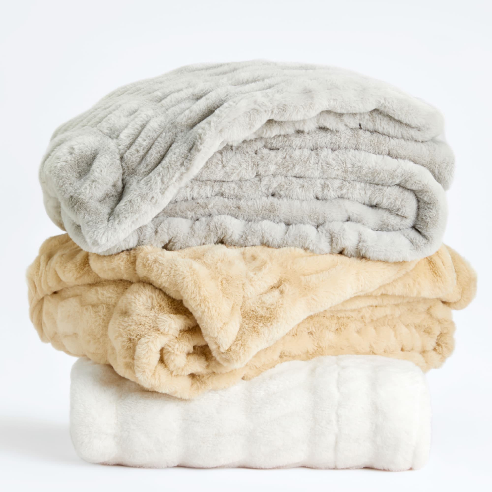 Rippled Faux Fur Throw Blanket