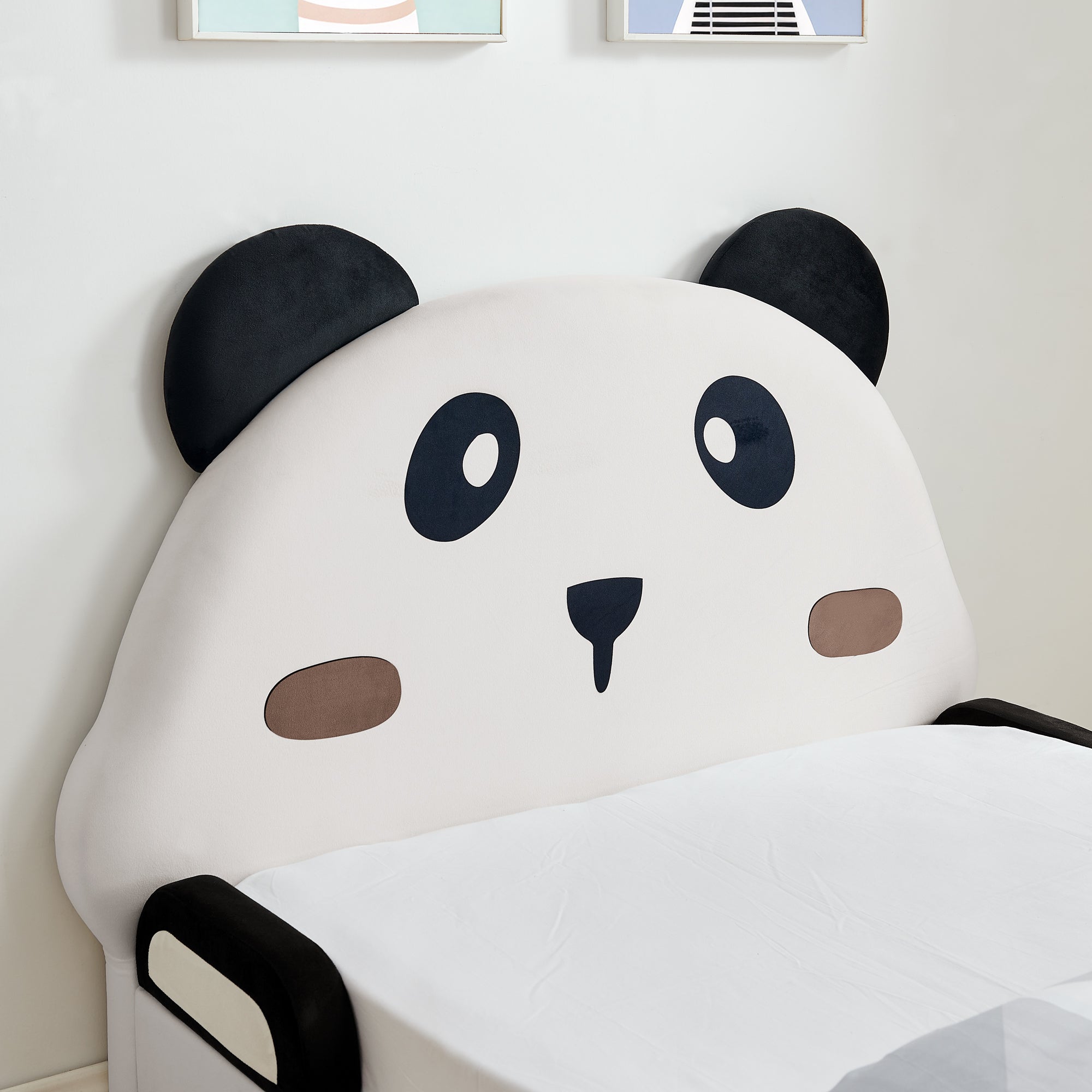 Twin Size Cute Panda-Shaped Kids Bed with Safety Soft Padded Edges