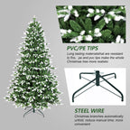6FT Artificial Christmas Tree, White-Tipped PE & PVC Mixed Auto Tree