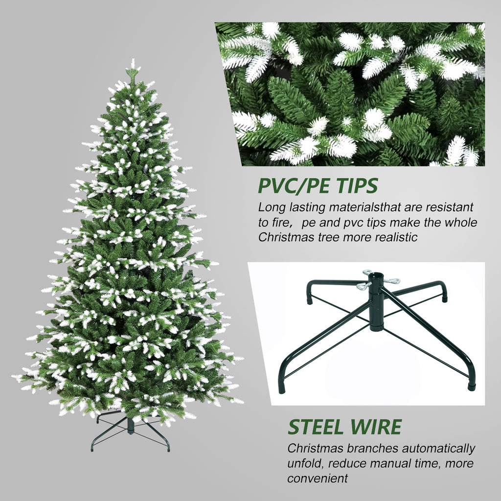 7FT Artificial Christmas Tree - White-Tipped Design