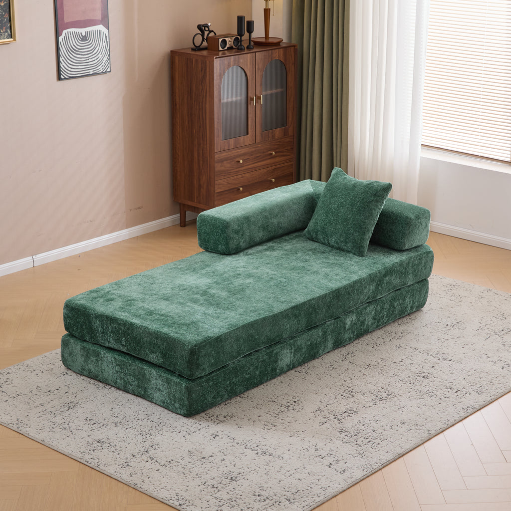 Convertible Floor Couch Sofa Bed - Dark Green