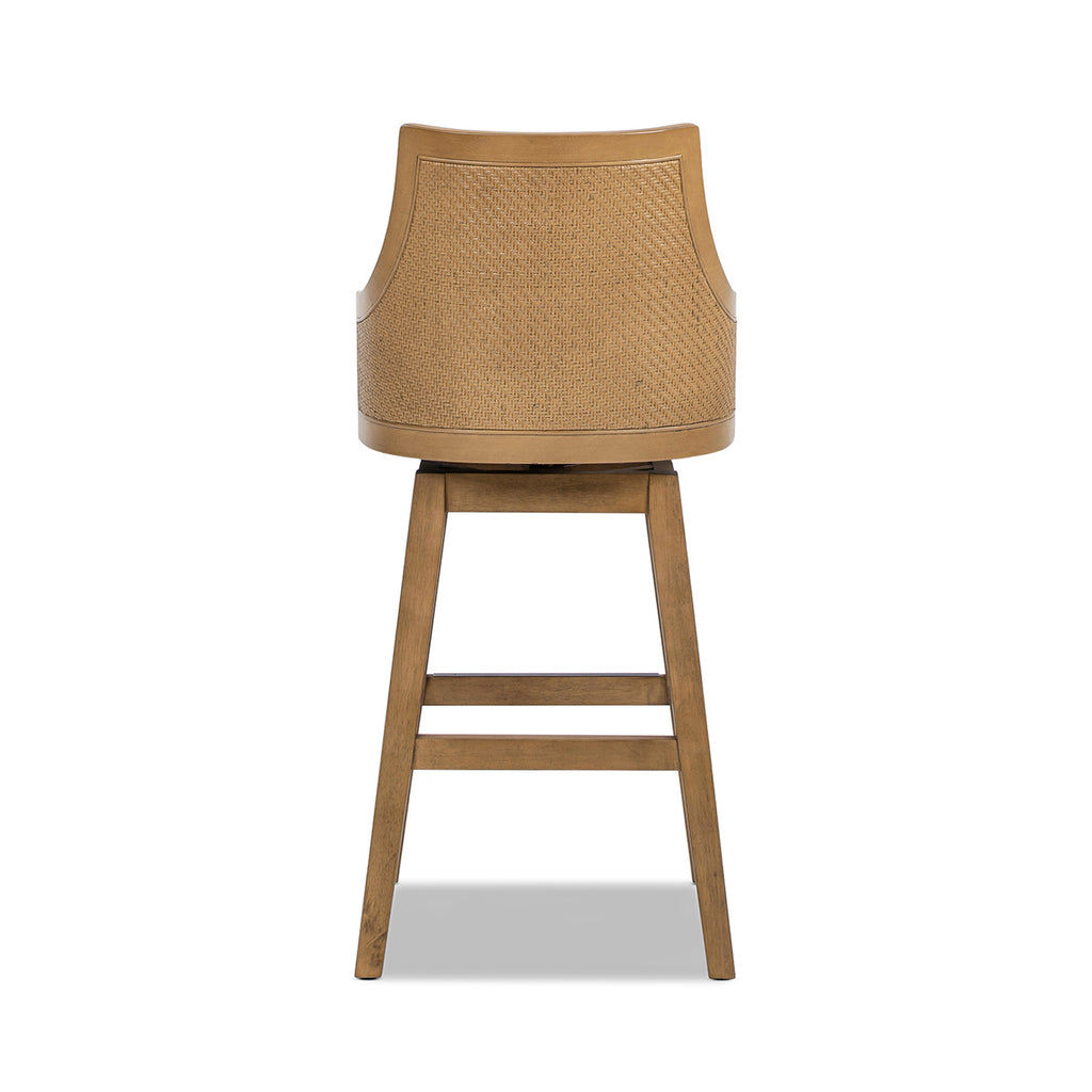 Bahama 30" Cane Rattan High-Back Swivel Bar Stool