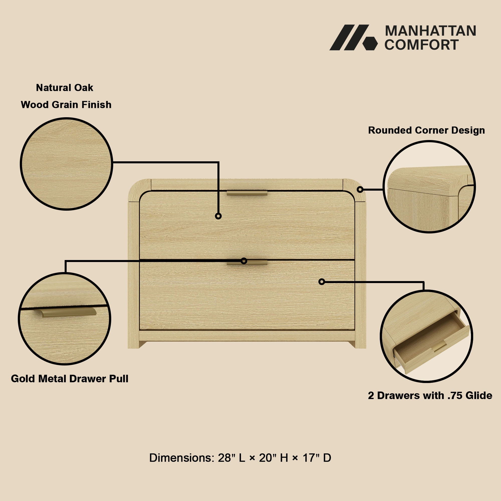 Grace - Nightstand With Modern Minimalist Design