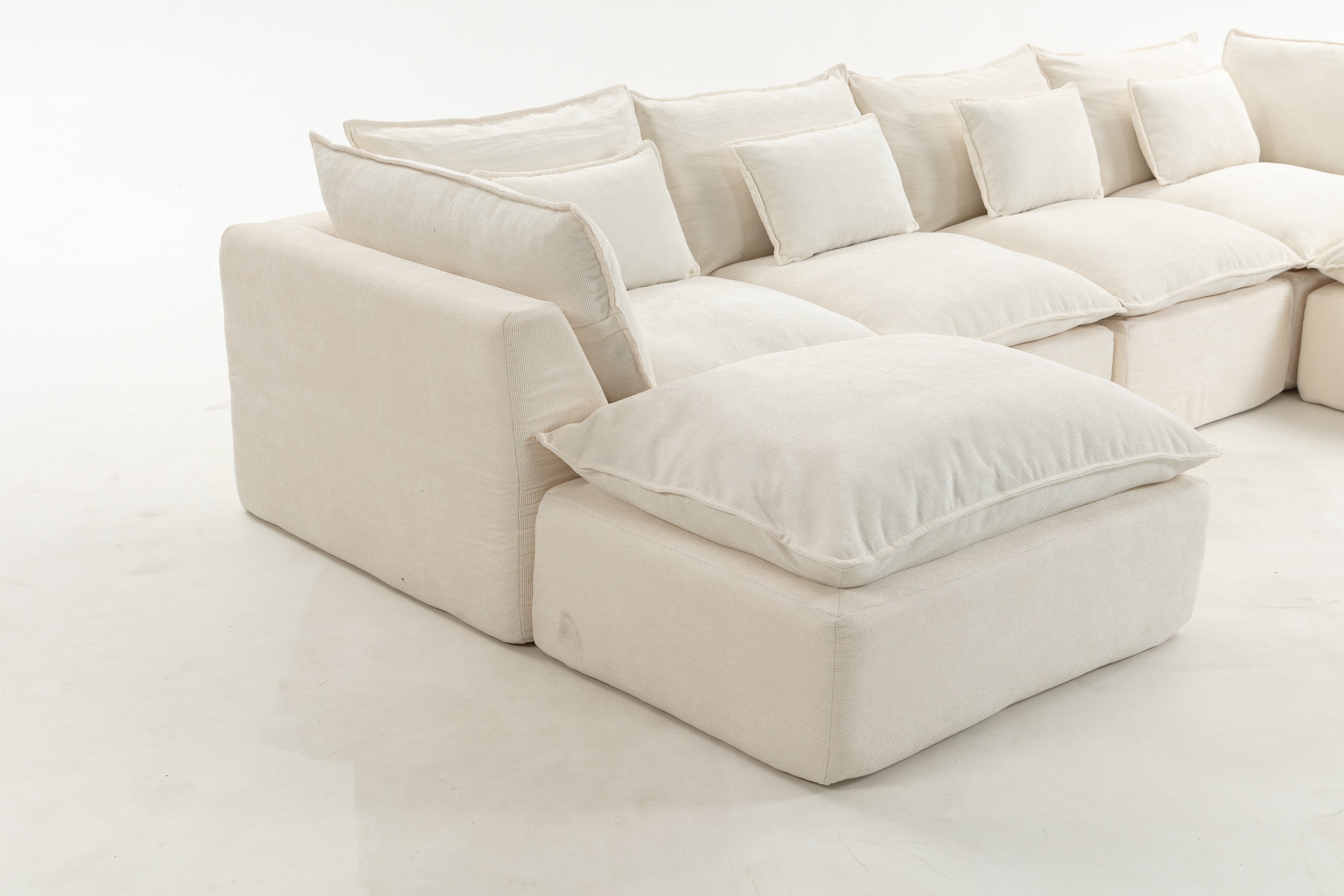 129.8" Width Cloud Couch Oversized Modular Sectional Sofa