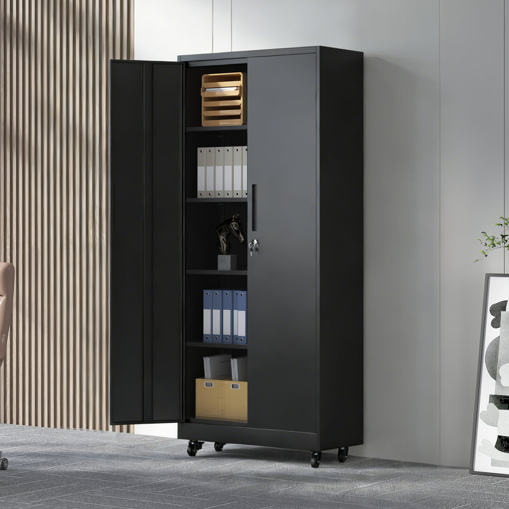 Garage Storage Cabinet with Wheels and Lock
