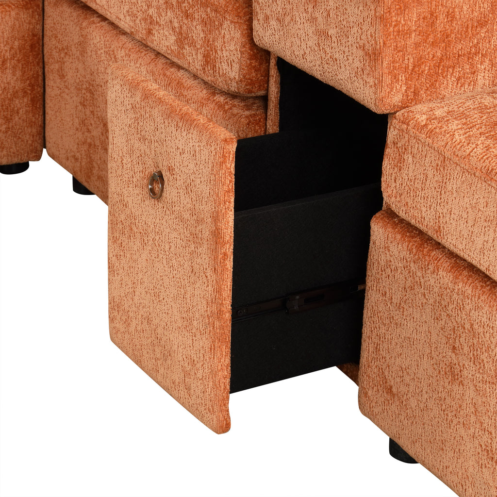 120.5" L-shaped Convertible Sofa Bed Modular Sectional Sofa