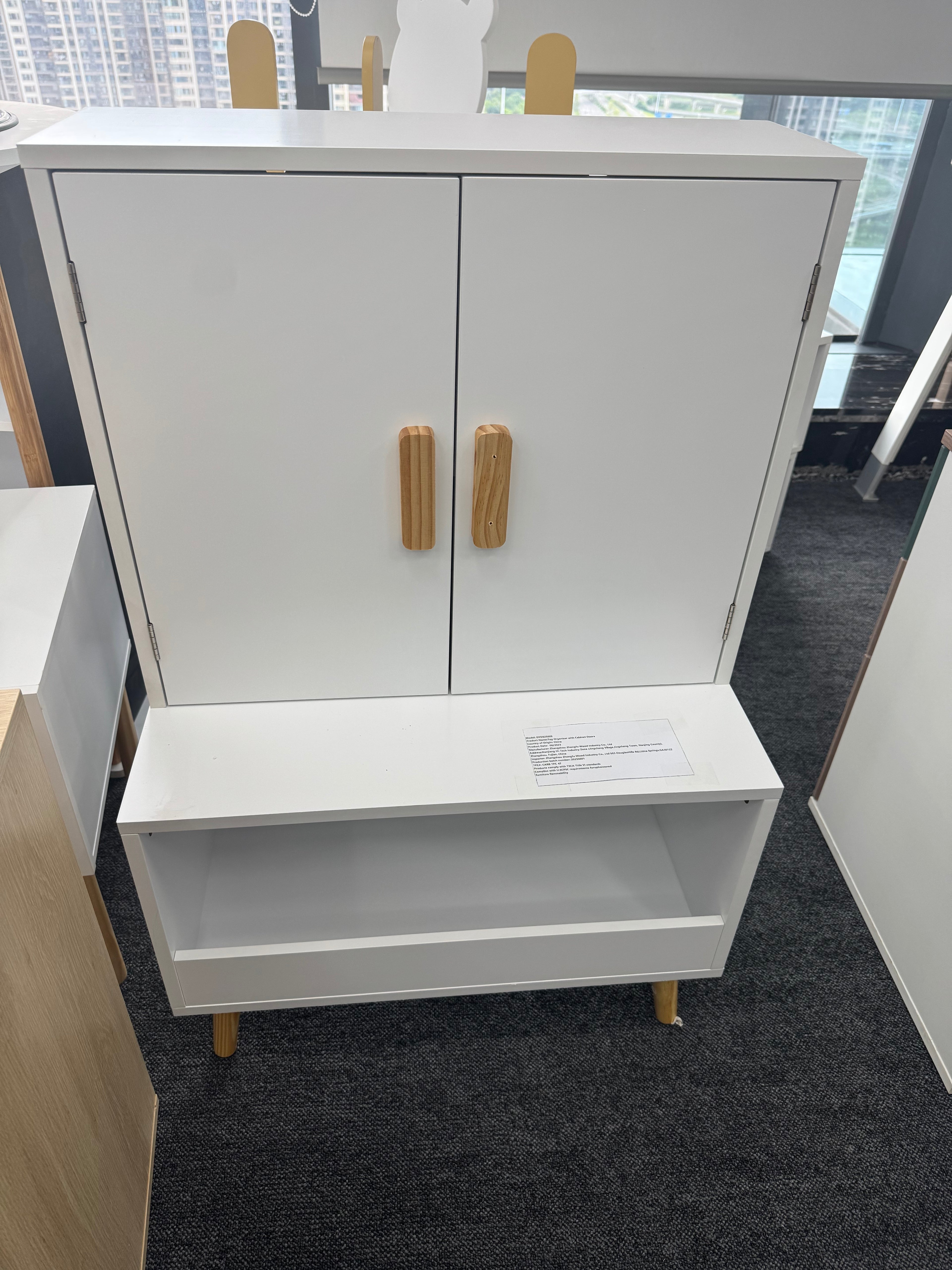 Kids Toy Storage Cabinet with Doors and Open Shelf