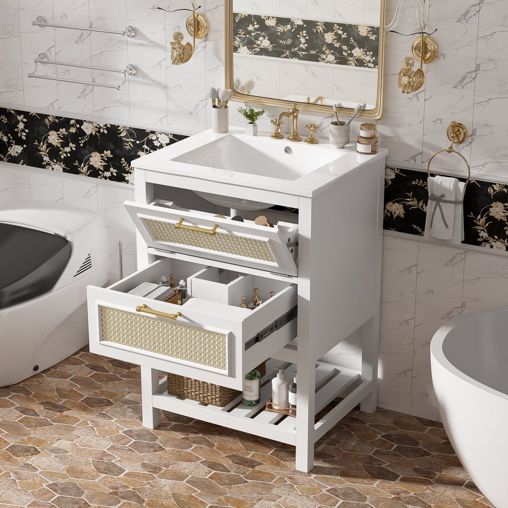 24" Bathroom Vanity with Integrated Ceramic Sink