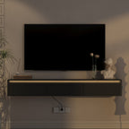 Floating TV Stand with LED Lights & Power Outlet
