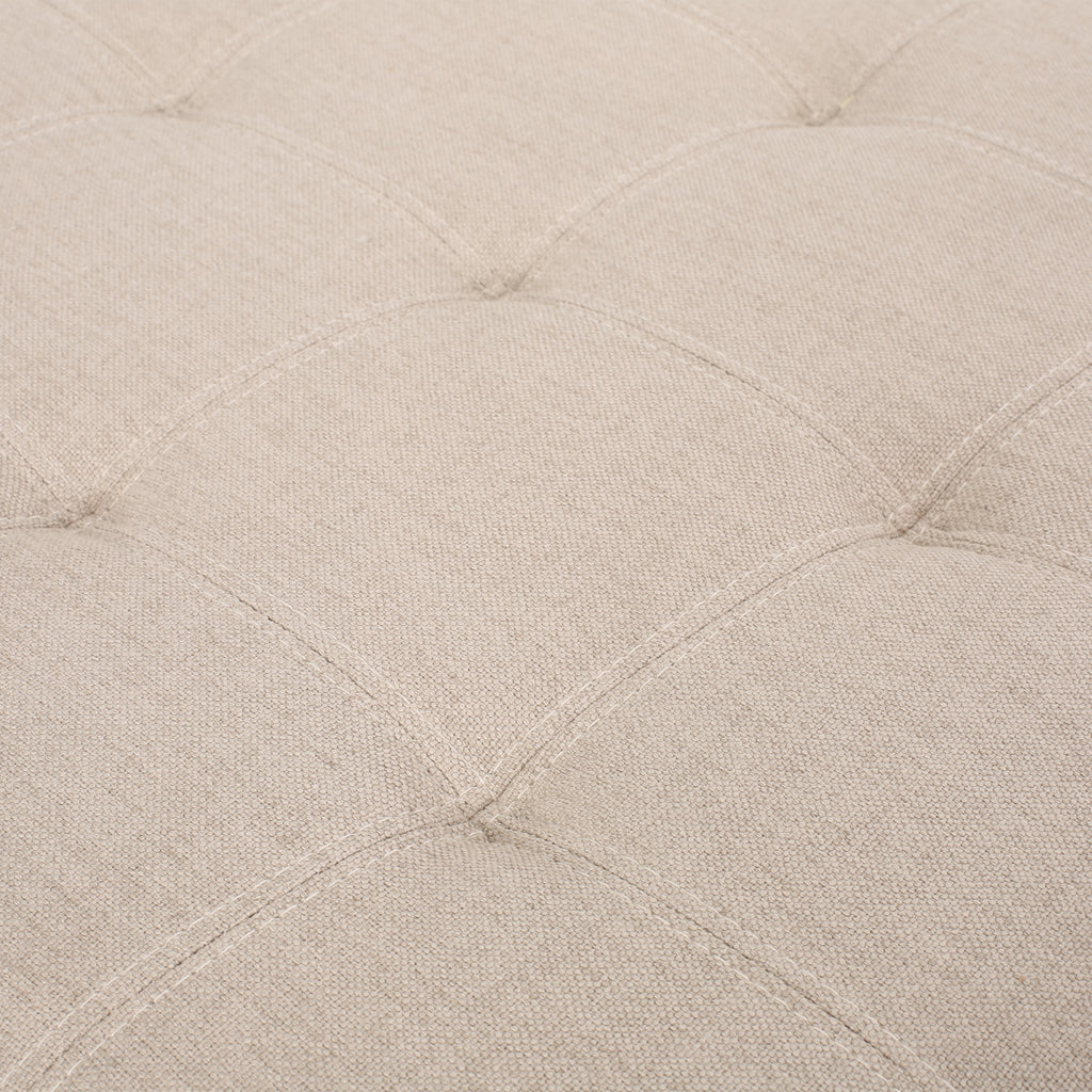 Upholstered Tufted Fabric Storage Ottoman, Wheat
