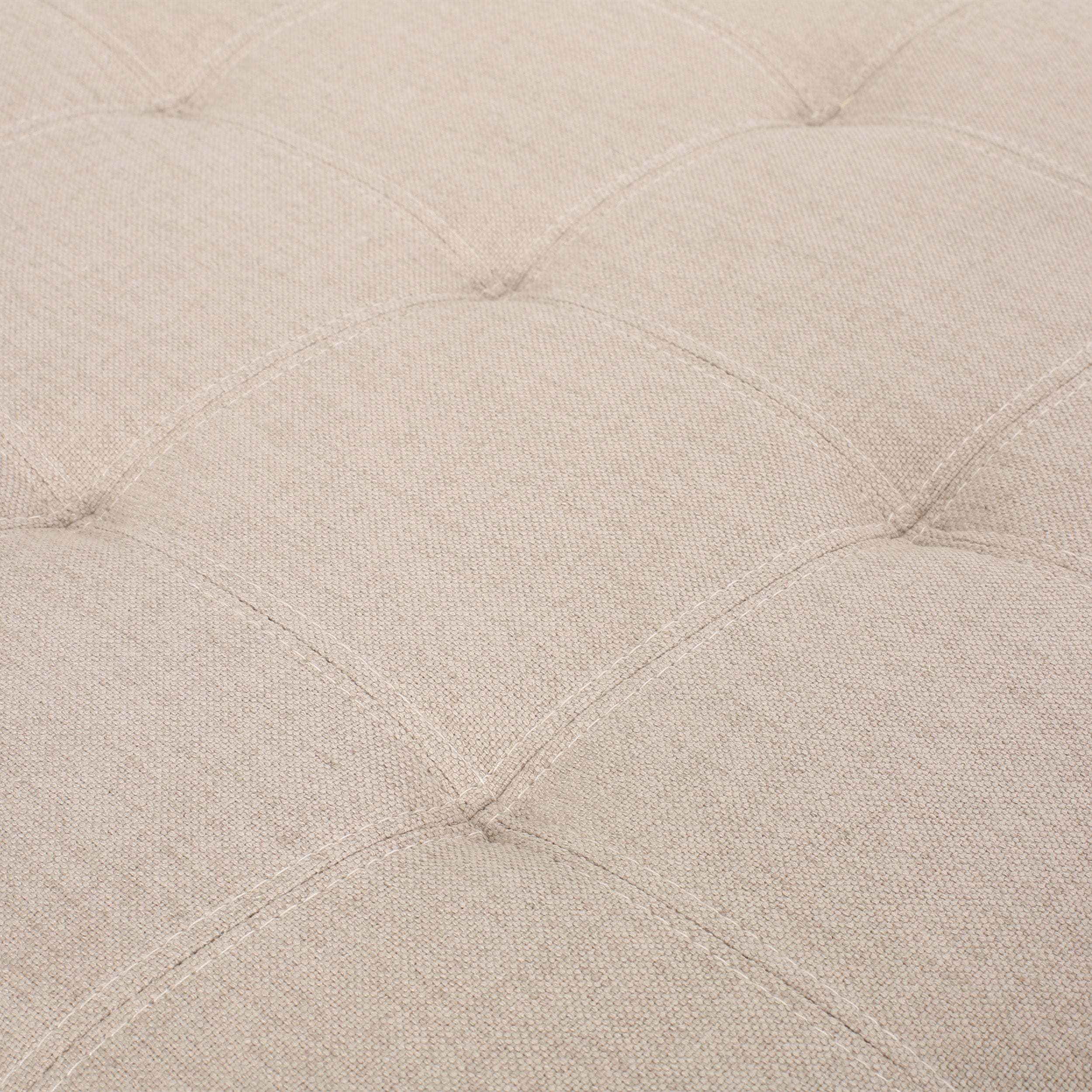 Upholstered Tufted Fabric Storage Ottoman, Wheat