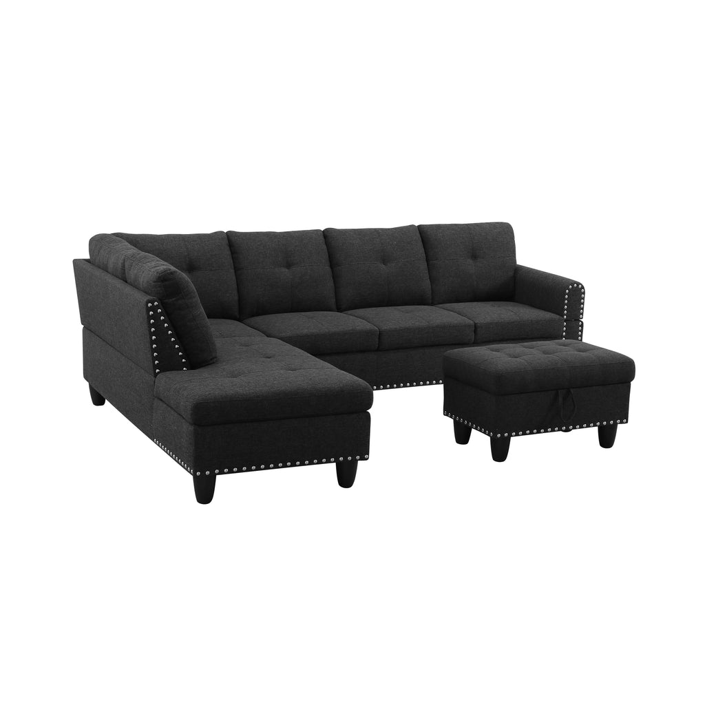 Reversible L-Shaped Sectional Couch with Storage Ottoman
