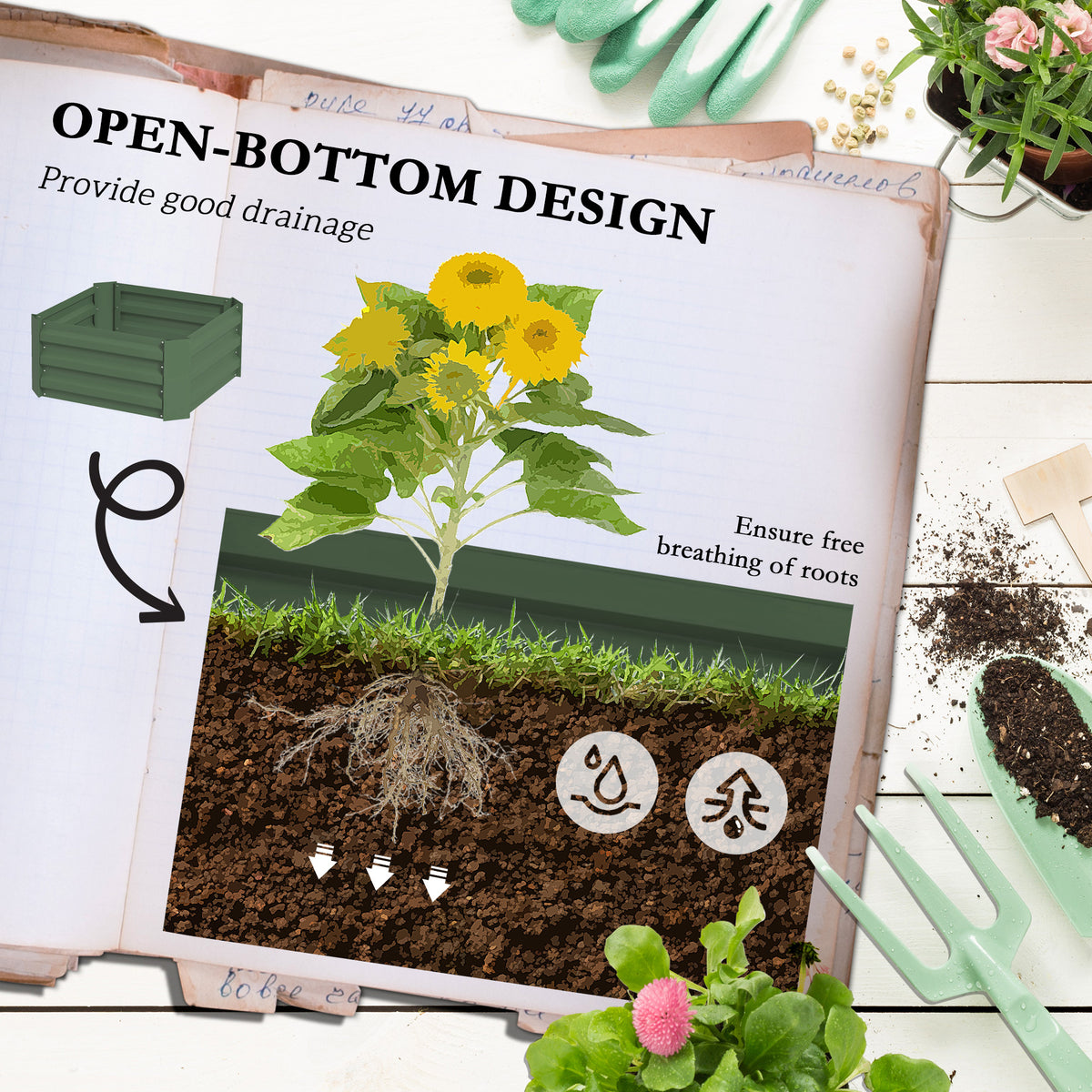 Outsunny Galvanized Raised Garden Bed
