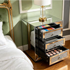 Mirrored Nightstand 3 Drawer