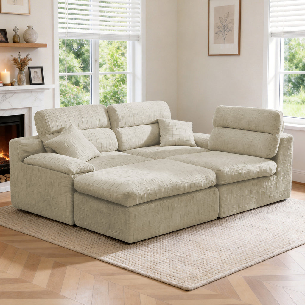 Corner Chaise Sofa with High Backrest