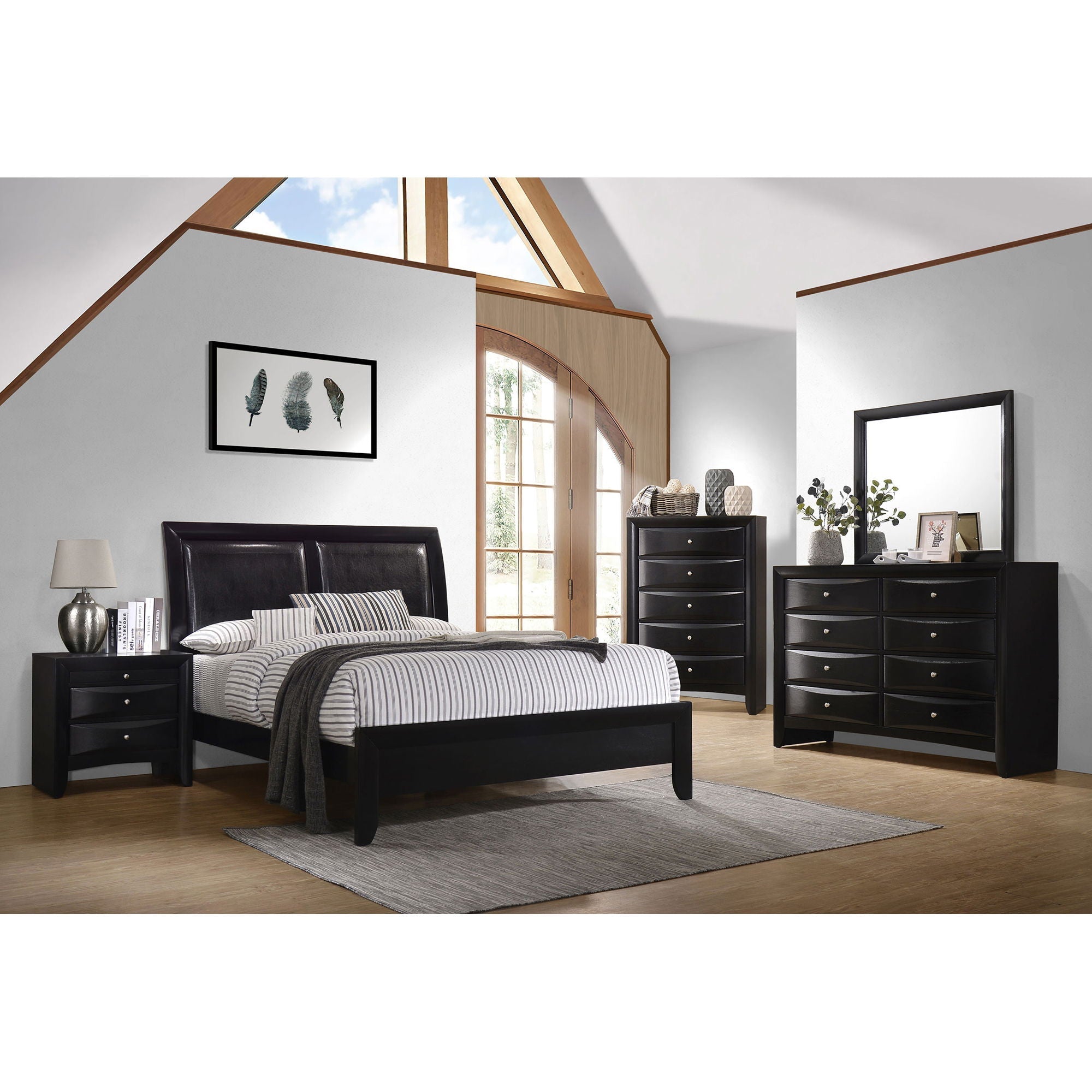 Vollenhove - 2 Drawer Nightstand With Pull Out Tray Storage Solution - Black
