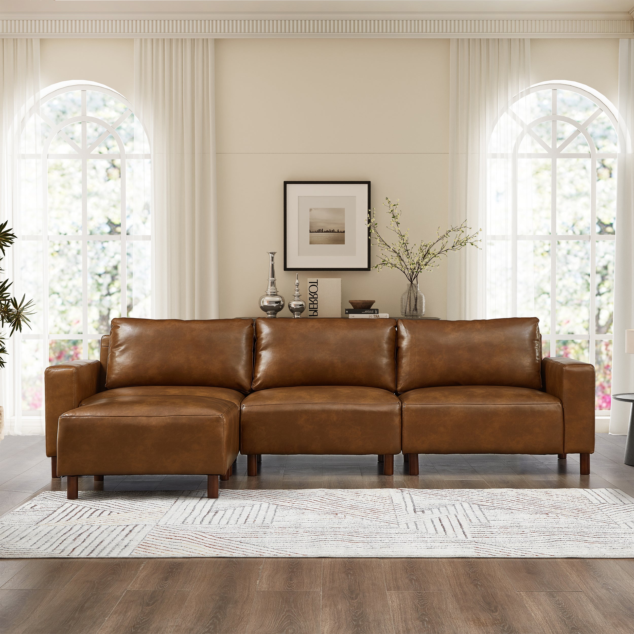 Modern Luxury Sectional Sofa Couch with Ottoman