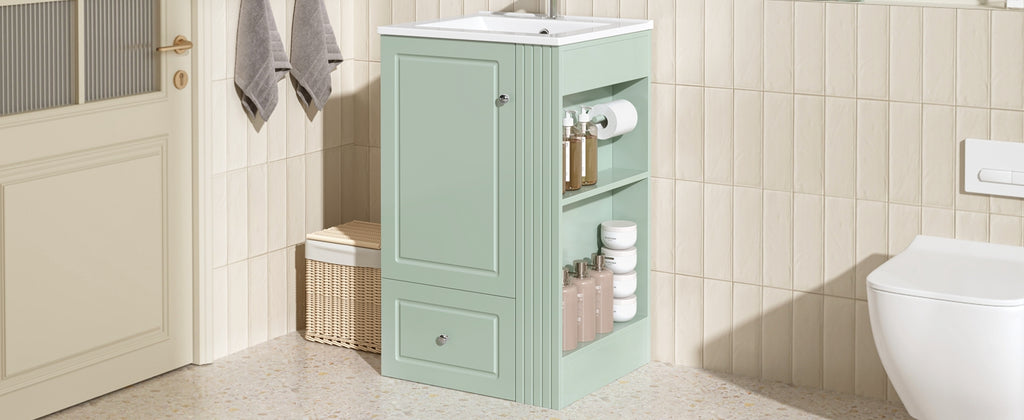 20" Freestanding Bathroom Vanity With Ceramic Sink