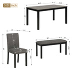 6-Piece Dining Table Set with Bench and Chairs